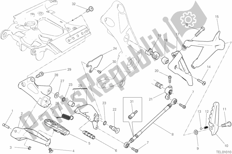 Tutte le parti per il Poggiapiedi, A Sinistra del Ducati Diavel Xdiavel S USA 1260 2016